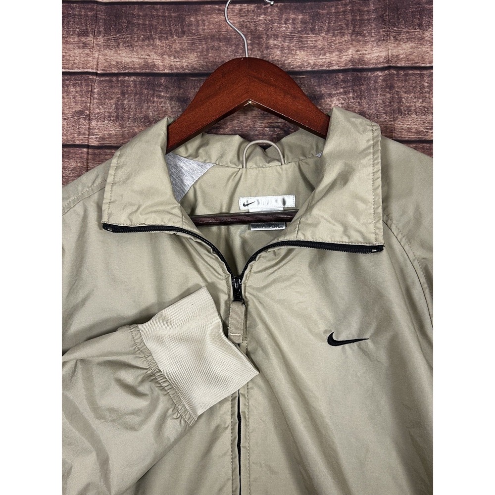 Nike‎ Jacket Boys XL Khaki Lined Side Vent Zipper Windbreaker Golf Full Zip Up
